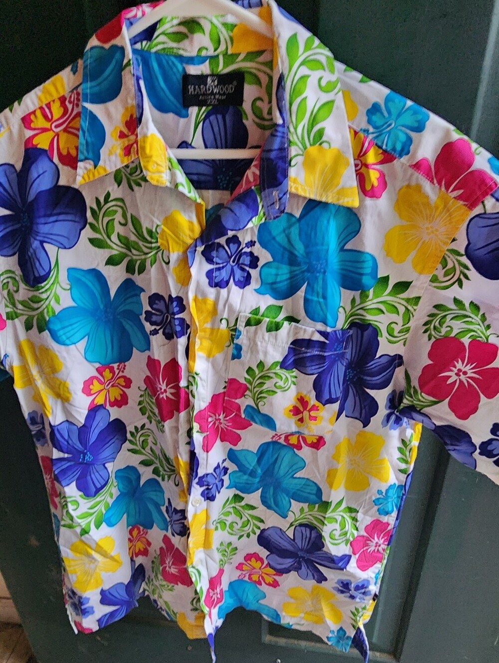 Hardwood Active Wear Men's XXL Hawaiian Tropical Hibiscus Print Shirt VTG Style